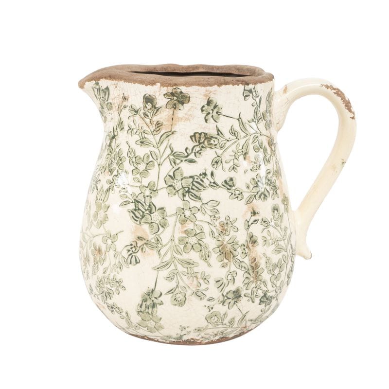 JARRÓN GRES CON DISEÑO FLORAL