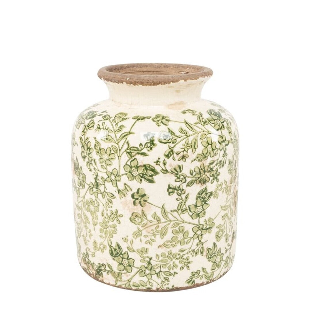 JARRÓN FLORAL VERDE
