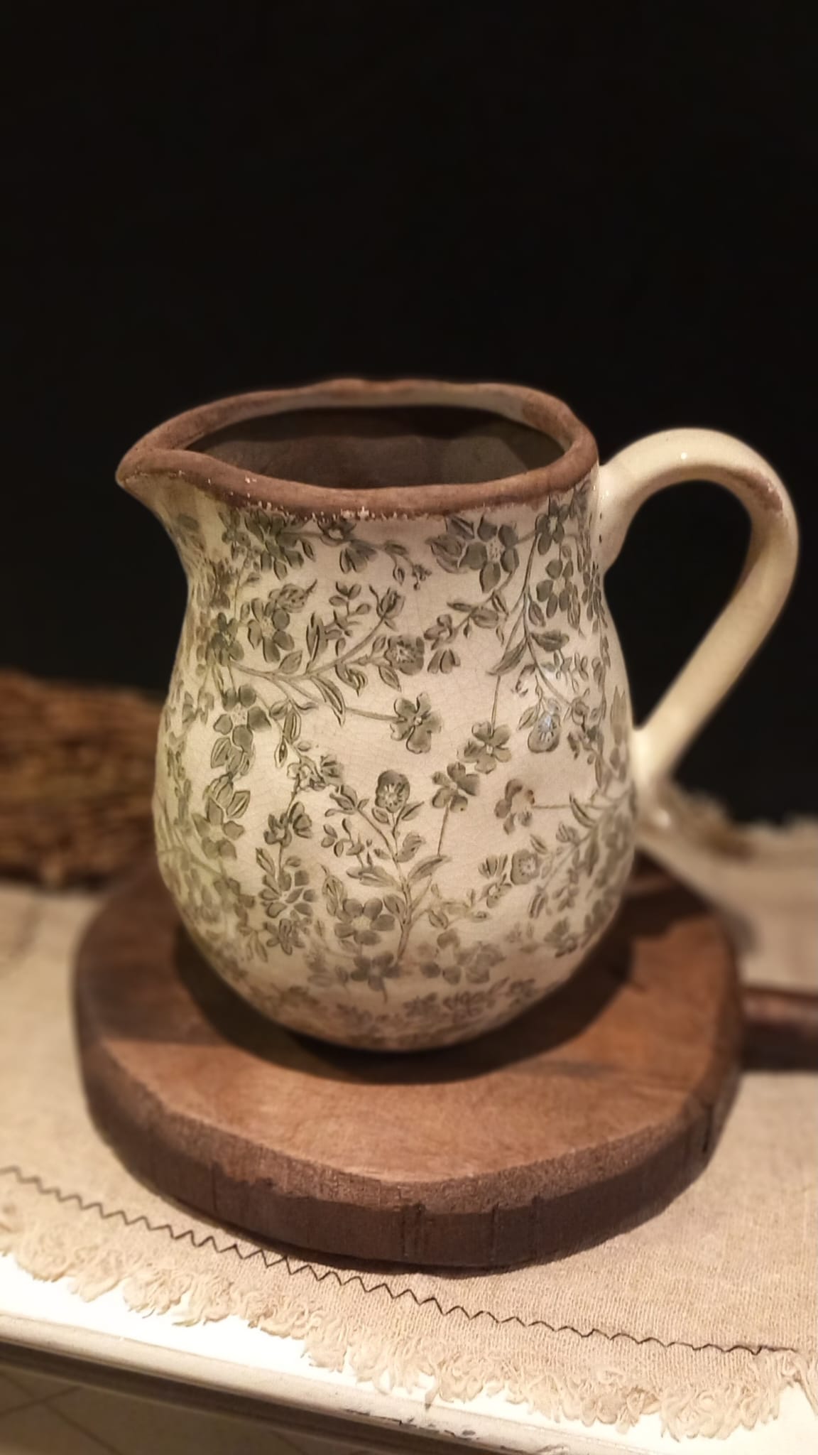 JARRÓN GRES CON DISEÑO FLORAL