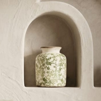 JARRÓN FLORAL VERDE