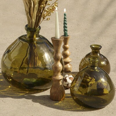 JARRÓN OVALADO VERDE OLIVA