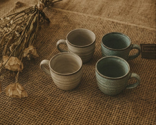 SET 4 TAZAS PORCELANA ENVEJECIDO