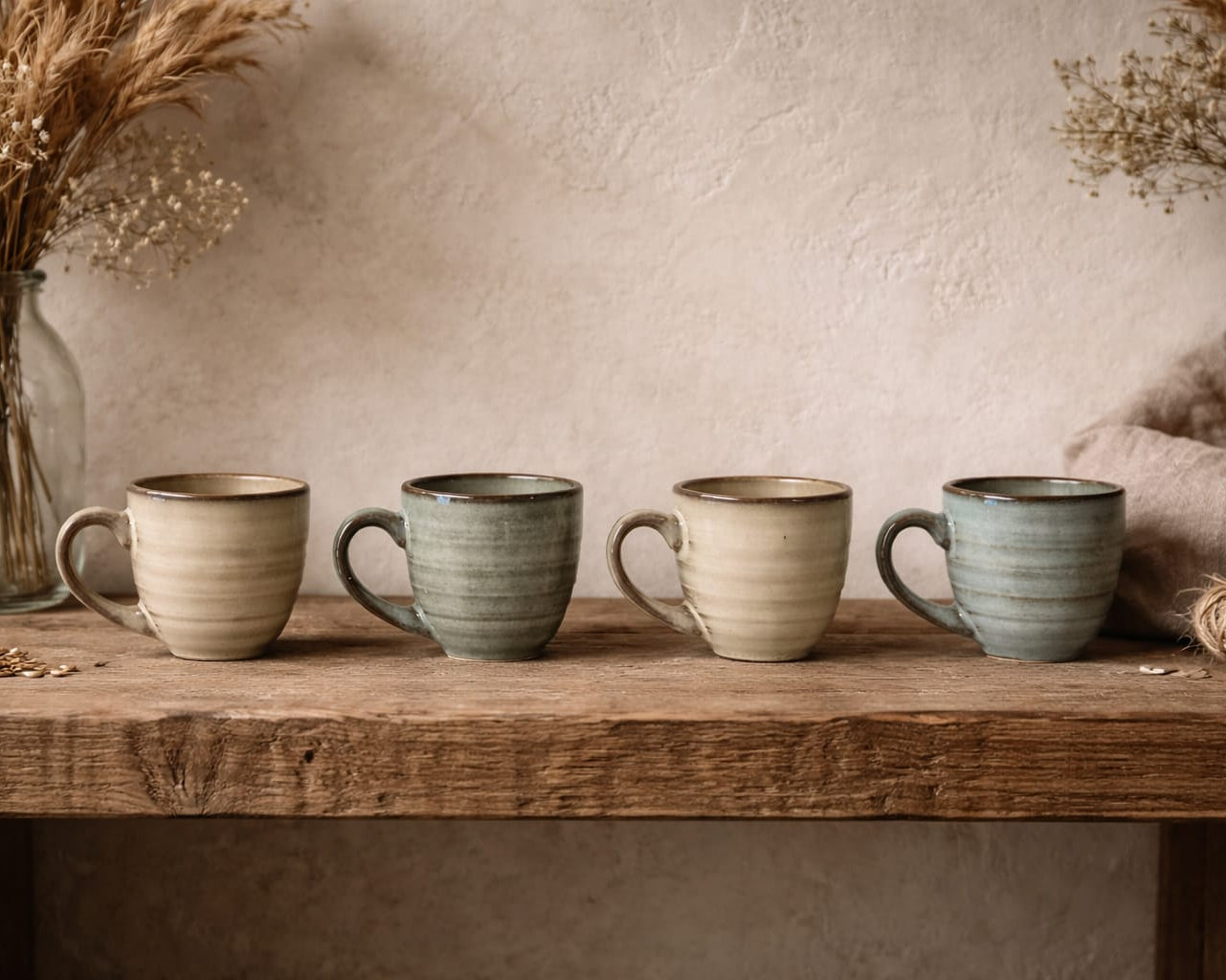 SET 4 TAZAS PORCELANA ENVEJECIDO