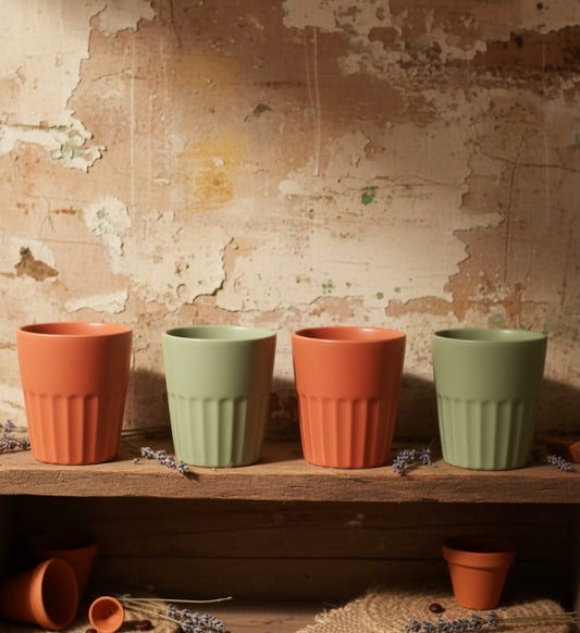 PACK 4 VASOS CERÁMICA MATE